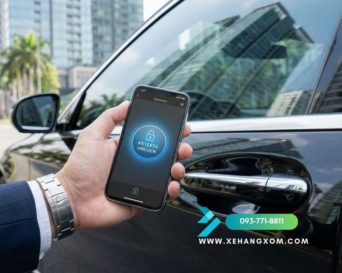 Nhân viên doanh nghiệp nhận xe tự lái qua app Xe Hàng Xóm - Mở khóa bằng điện thoại 24/7